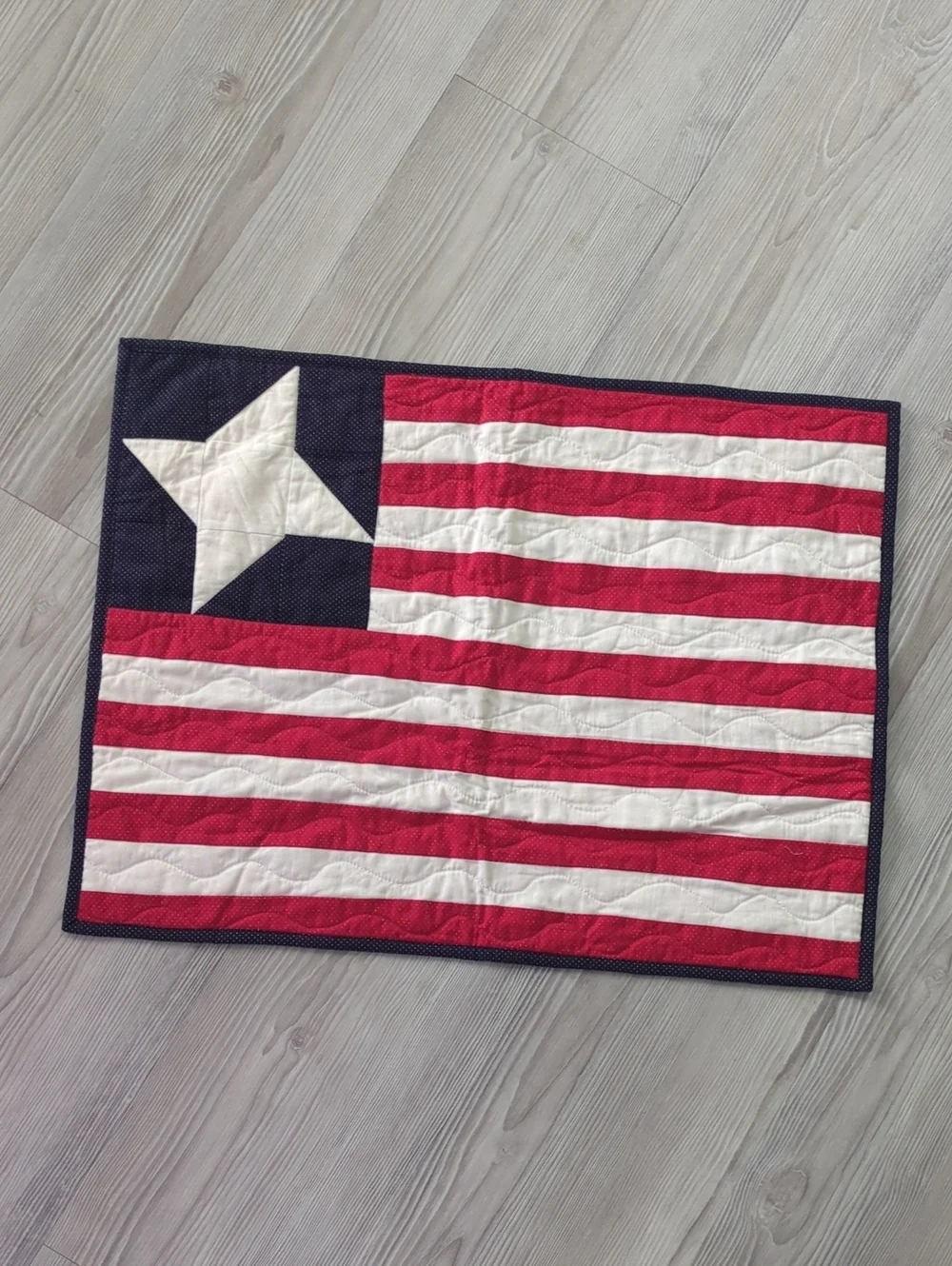 Handmade Patriotic Quilt Wall Hanging Americana Red White Blue Folk Art Decor
